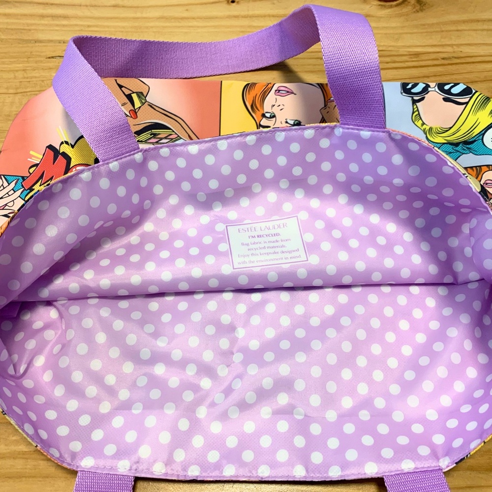 NEW Estee Lauder Women's Tote Bag Pop Art Vintage Style 1950's Retro Comic Book - Picture 3 of 3